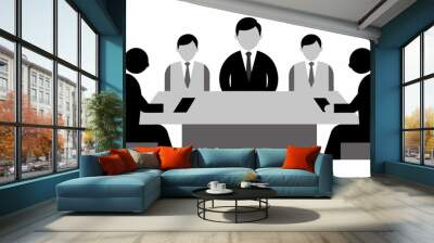 Business Meeting Vector Art: Professional Graphics on Clean Background Wall mural