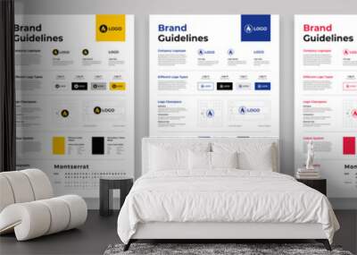 DIN A3 Brand Guidelines Poster Layout Set, Brand Manual Templates, Simple style and modern layout Brand Style, Brand Identity, Brand Guidelines Wall mural