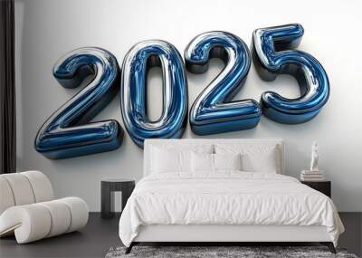 2025 text isolated on white, New year 2025 number  Wall mural