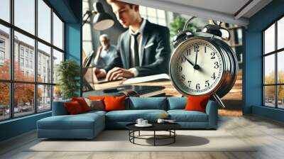 businessman with clock Wall mural