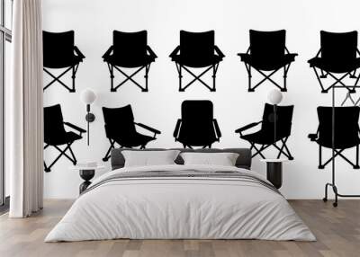 all kind different type of Set of camping chair vector silhouette Wall mural