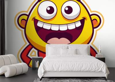 Cool Cartoon Smile Emoticon Character (1) Wall mural