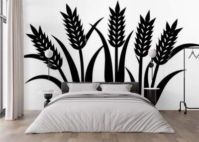 corn stalks and barley grain, bundled together in a versatile cornstalk silhouette collection Wall mural