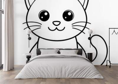 cute carton cat vector coloring book illustration (2) Wall mural