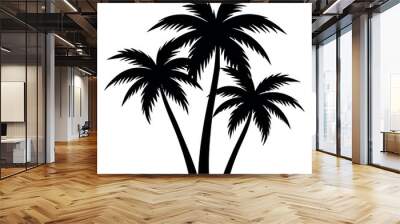 palm trees vector silhouette on a white background Wall mural