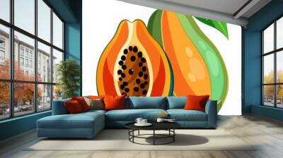 Papaya fruit vector art illustration (6) Wall mural