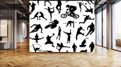 Set of sport people silhouette vector Wall mural