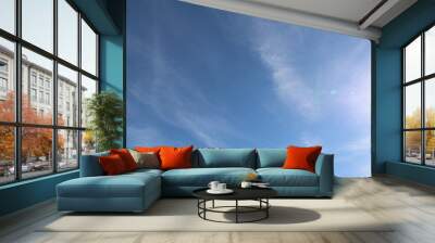 blue sky in late summer with light cirrus or cirrocumulus clouds as background Wall mural