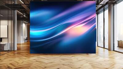 A blurred, abstract background of vibrant blues and pinks, swirling energy waves, neon glows, cosmic auroras in motion, dreamscape, futuristic atmosphere, surreal light trails Wall mural