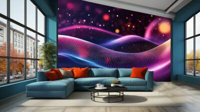 cyberpunk particle waves, ethereal wave forms, futuristic quantum energy field, flux of neon light particles, transcendent digital hallucination, vivid motion blur, intense colors Wall mural