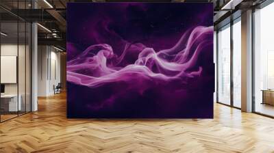 Digital purple particles wave and light abstract background with shining dots stars. Wall mural