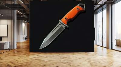 sharp knife with orange handle, modern design, sleek blade, digital illustration, minimalist art style, high contrast lighting, detailed shading Wall mural