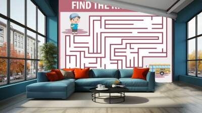 Find the right path from student to school bus Wall mural