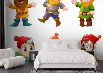 Set of cartoon happy dwarf  Wall mural