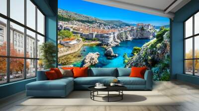 croatia landscape cityscape dubrovnik. / aerial panoramic view at famous european travel destination Wall mural