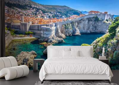 dubrovnik landscape. / aerial view at famous european travel destination in croatia, dubrovnik old t Wall mural