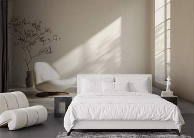 Minimalist Interior Design with Sunlight Streaming Through Windows Wall mural