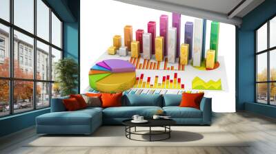 Graph diagram pie chart 3d Wall mural