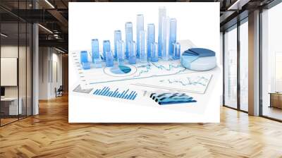 Graphs of financial analysis - Isolated Wall mural