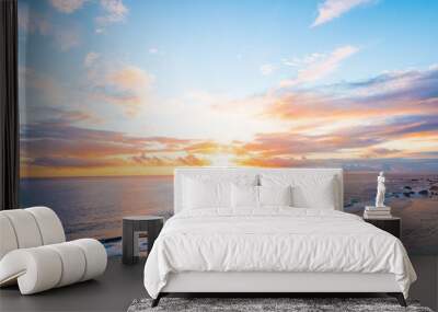 Sunrise, sea, seascape. Okinawa, Japan. Wall mural