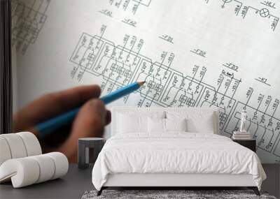 technical drawing Wall mural