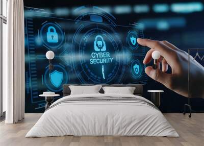 cyber security interface with holographic elements, Cyber threats, cyber attack alert, system security Wall mural