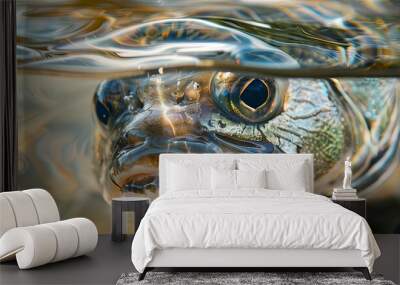 Close-up photos of various fish and aquatic animals. Wall mural