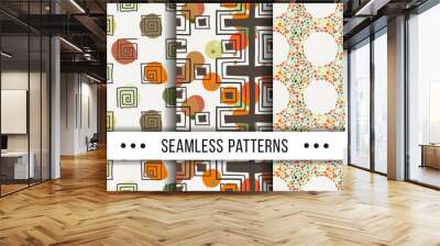 Cute collection of doodle hipster seamless patterns. Ornament set for your design, wallpaper, background, fabric textile Wall mural