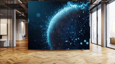 Abstract Digital Globe with Blue Particles and Light Effects Wall mural