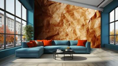 Crumpled Brown Paper Texture for Backgrounds and Designs Wall mural