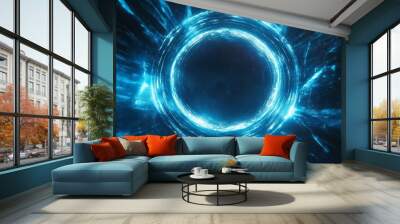 Futuristic Blue Portal Energy Burst Wall mural