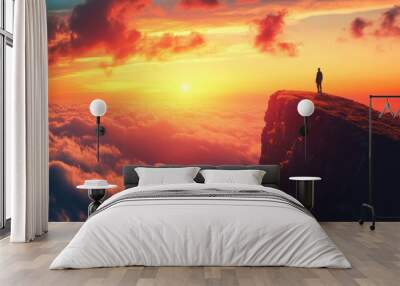 Serene Sunset Over a Mountain Peak Wall mural