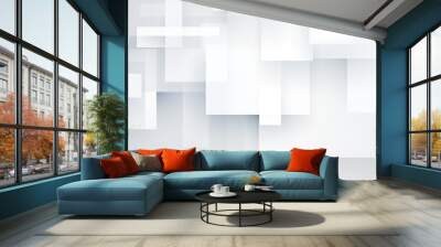 The image displays an array of white squares and rectangles overlapping, giving a sense of depth and modernity Wall mural