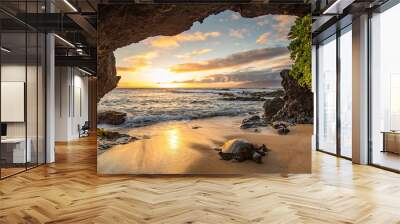 Turtles in a Cave Wall mural