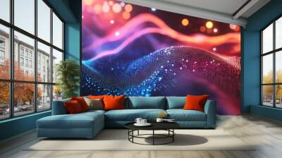 Vibrant Abstract Waves with Bokeh Effects Wall mural