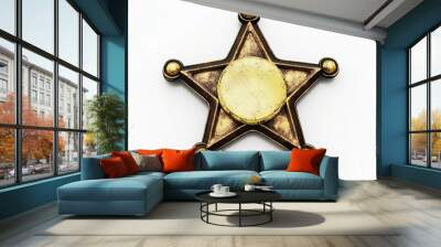 Vintage Sheriff Star Badge on White Background Wall mural