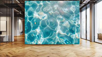 Blue water surface swimming pool wave texture pattern background banner. Wall mural