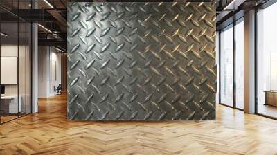 a metal plate steel diamond floor sheet pattern surface aluminum industrial stainless tile seamless silver shiny wall brushed industrial polished chrome iron alloy aluminium material flooring metallic Wall mural