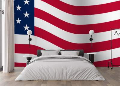 american flag banner billboard illustration size waving with curve shadowing graphic Wall mural