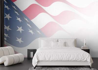 faded waving red white blue american flag background gradient illustration card Wall mural