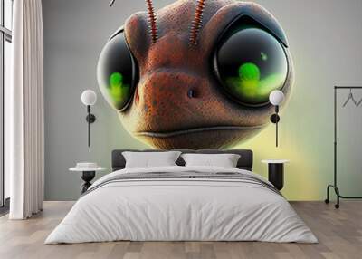 Alien ant with big dark green eyes Wall mural