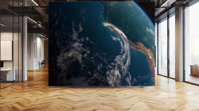 Rainforest of Amazon in South America from the space view, realistic planet Earth rotation Wall mural