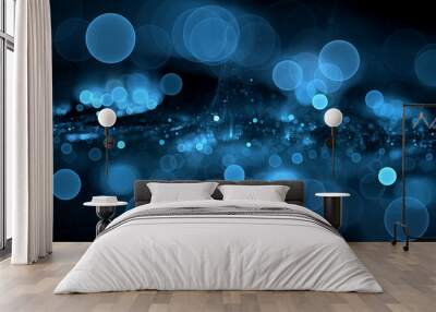 Abstract blue bokeh background Wall mural