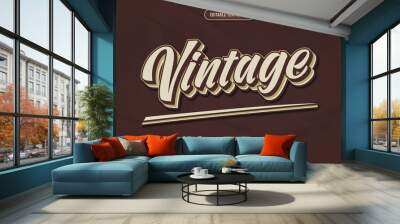 editable vintage, retro, 70s and 80s text effects Wall mural