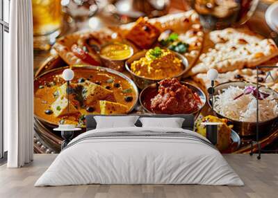 Classic Indian Thali on Silver Wall mural