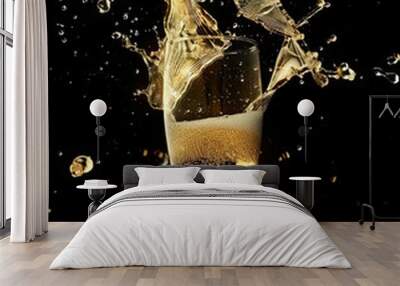 Sparkling Champagne Burst in Black Wall mural