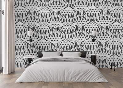 old-fashioned crochet lace zigzag pattern on dark gray background Wall mural