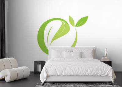 e letter with leaf logo letter design Wall mural