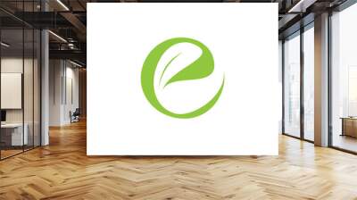 e letter with leaf logo letter design Wall mural