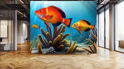 fish in aquarium, generative ai Wall mural